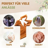 Kassis darčekové predmety Olivový kríž s holubicou – Ručne vyrobený betlehemský nástenný kríž – Duchovný darček na krst, prvé sväté prijímanie 7