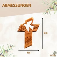 Kassis darčekové predmety Olivový kríž s holubicou – Ručne vyrobený betlehemský nástenný kríž – Duchovný darček na krst, prvé sväté prijímanie 3