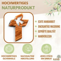Kassis darčekové predmety Olivový kríž s holubicou – Ručne vyrobený betlehemský nástenný kríž – Duchovný darček na krst, prvé sväté prijímanie 2