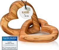 KASSIS Olajfa Szív Páros Kézműves Ajándék Esküvőre Évfordulóra Születésnapra - 5 cm, Classic 1