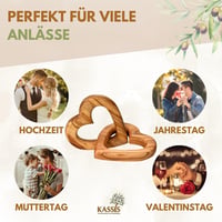 KASSIS Olajfa Szív Páros Kézműves Ajándék Esküvőre Évfordulóra Születésnapra - 5 cm, Classic 7