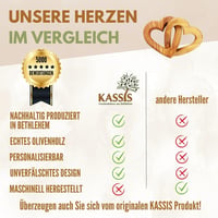 KASSIS Olajfa Szív Páros Kézműves Ajándék Esküvőre Évfordulóra Születésnapra - 5 cm, Classic 4