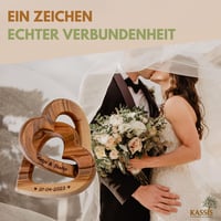 KASSIS Olajfa Szív Páros Kézműves Ajándék Esküvőre Évfordulóra Születésnapra - 5 cm, Classic 5