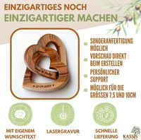 KASSIS Olajfa Szív Páros Kézműves Ajándék Esküvőre Évfordulóra Születésnapra - 5 cm, Classic 6