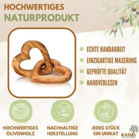 KASSIS Olajfa Szív Páros Kézműves Ajándék Esküvőre Évfordulóra Születésnapra - 5 cm, Classic 2