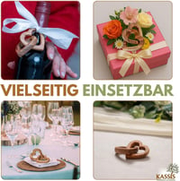 KASSIS Olajfa Szív Páros Kézműves Ajándék Esküvőre Évfordulóra Születésnapra - 5 cm, Classic 10
