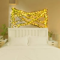 Ghirlandă artificială cu iederă și lumini KASZOO, 2 bucăți, 4 m, 40 LED-uri, rezistentă la apă IP65, cu baterii, pentru decorațiuni interioare, nunți și petreceri 5