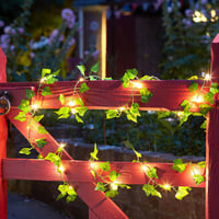 Ghirlandă artificială cu iederă și lumini KASZOO, 2 bucăți, 4 m, 40 LED-uri, rezistentă la apă IP65, cu baterii, pentru decorațiuni interioare, nunți și petreceri 7