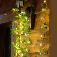 Ghirlandă artificială cu iederă și lumini KASZOO, 2 bucăți, 4 m, 40 LED-uri, rezistentă la apă IP65, cu baterii, pentru decorațiuni interioare, nunți și petreceri 6