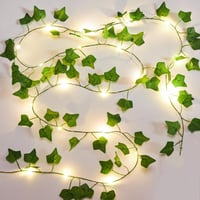 Ghirlandă artificială cu iederă și lumini KASZOO, 2 bucăți, 4 m, 40 LED-uri, rezistentă la apă IP65, cu baterii, pentru decorațiuni interioare, nunți și petreceri 1