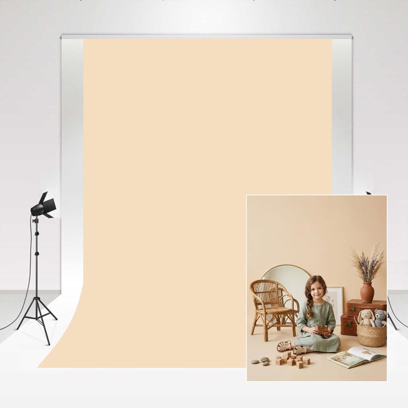 Fundal Foto Kate, Culoare Crem, 2,4x3m - Material Textil Moale, Uni, pentru Fotografie Nou-născuți