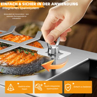 Placă pentru somon la flacără KATLKIU din oțel inoxidabil – cu suport reglabil 59x16 cm, pentru grătar de pește și carne – inoxidabilă, termorezistentă, reutilizabilă, pentru BBQ și foc de tabără 3