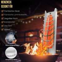 Placă pentru somon la flacără KATLKIU din oțel inoxidabil – cu suport reglabil 59x16 cm, pentru grătar de pește și carne – inoxidabilă, termorezistentă, reutilizabilă, pentru BBQ și foc de tabără 4