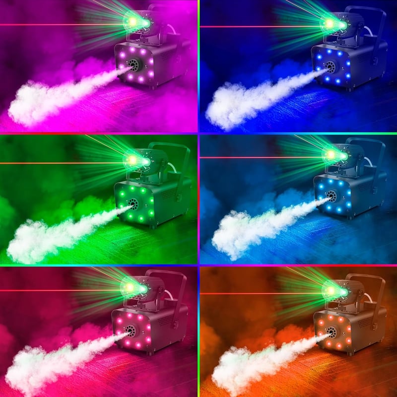 Katomi 700W füstgép RGB LED diszkó fénnyel, 2 vezeték nélküli távirányítóval