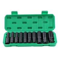 Katsu 1/2" Set dubokih nasadnih ključeva 10 kom (8-24 mm) - S2 čelik, za udarni odvijač, za popravke automobila, motora, za radionice, s kutijom za nošenje 1