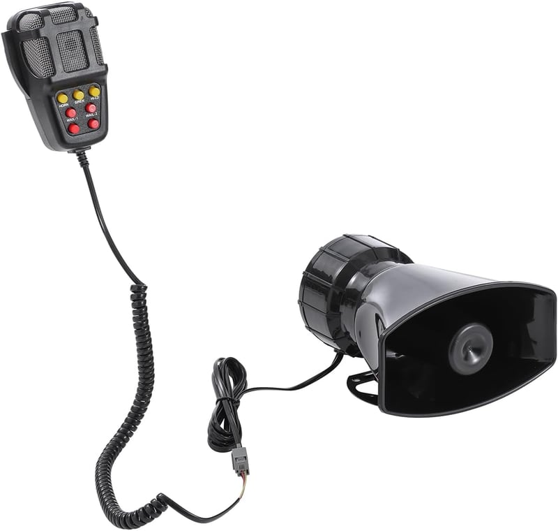 KATSU 7 hangos autó sziréna 12V 100W mikrofon funkcióval tűzoltó mentő hangok