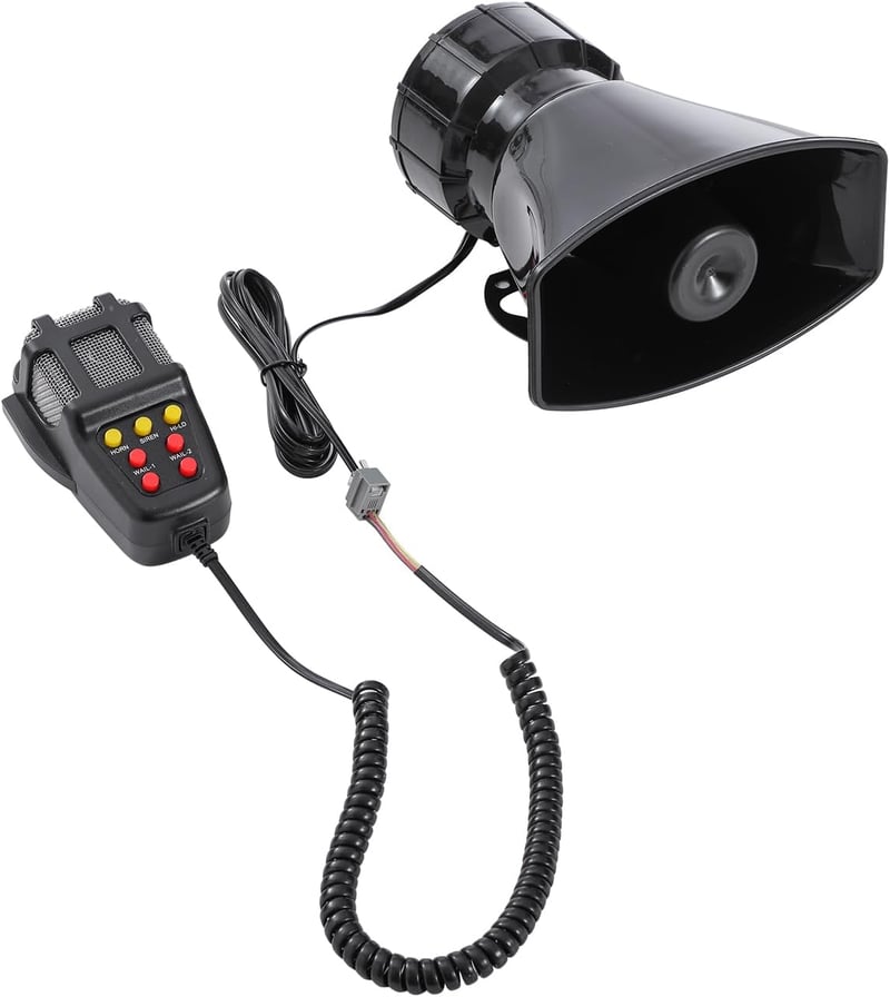KATSU 7 hangos autó sziréna 12V 100W mikrofon funkcióval tűzoltó mentő hangok