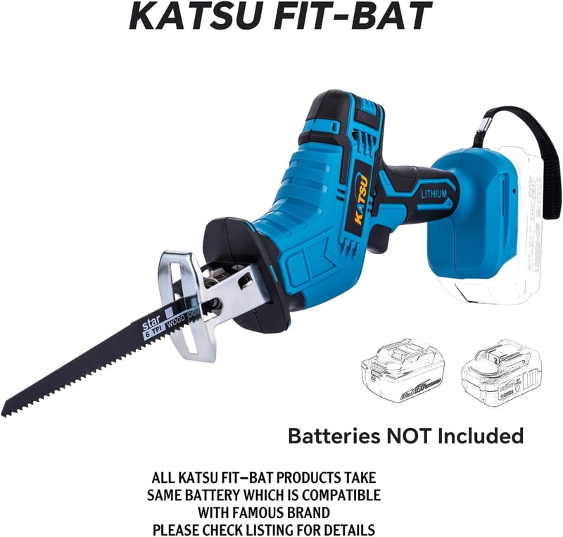 KATSU FIT-BAT 21V Akkumulátoros Orrfűrész, 4 Fűrészlappal, 0-3000 SPM Változtatható Sebesség, Fém, Fa, PVC és Ágvágáshoz, Kefe Nélküli Motor