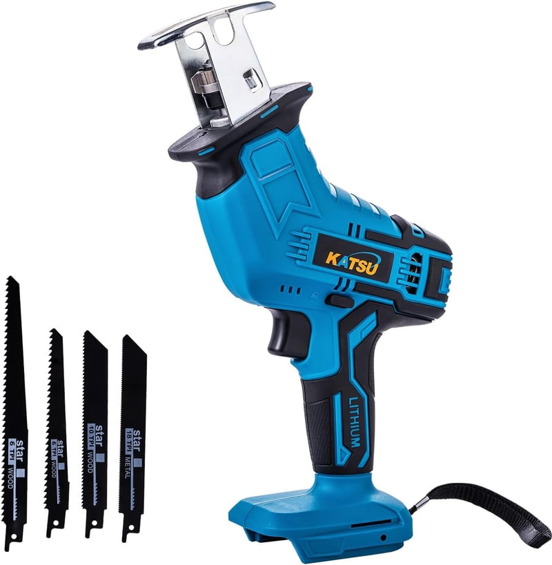 KATSU FIT-BAT 21V Akkumulátoros Orrfűrész, 4 Fűrészlappal, 0-3000 SPM Változtatható Sebesség, Fém, Fa, PVC és Ágvágáshoz, Kefe Nélküli Motor