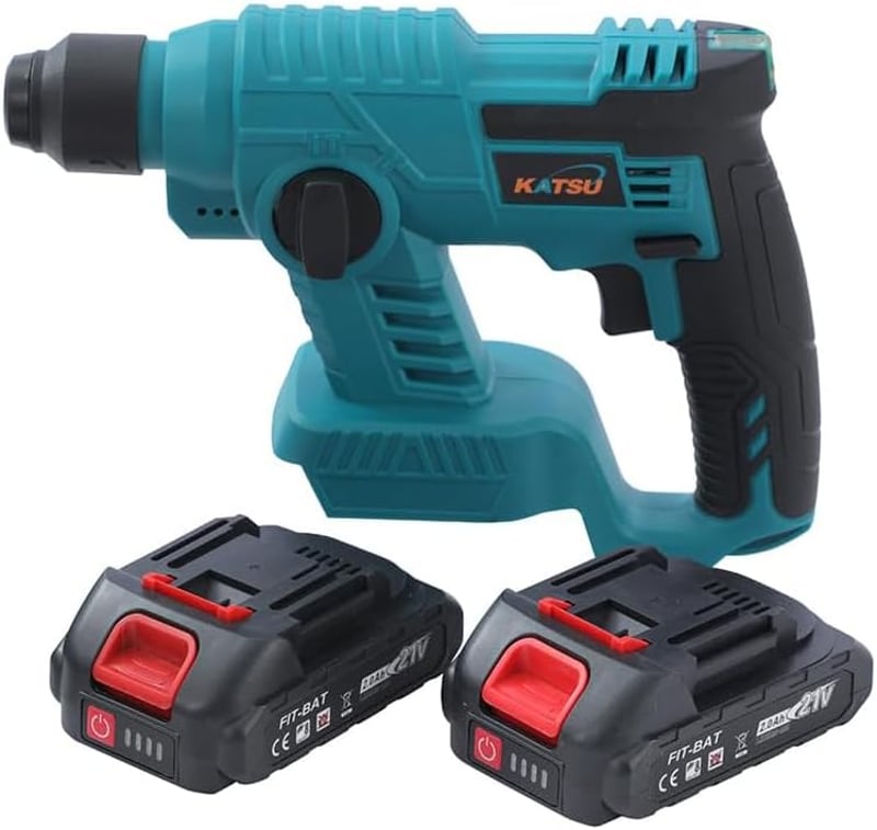 KATSU FIT-BAT 21V Akkus Fúrókalapács SDS Rotációs Fúrógép 2x1.5Ah Akkuval