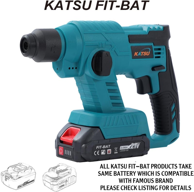 KATSU FIT-BAT 21V Akkus Fúrókalapács SDS Rotációs Fúrógép 2x1.5Ah Akkuval