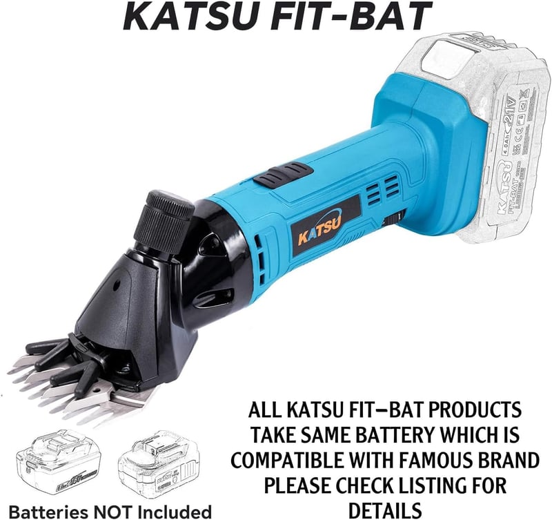 KATSU FIT-BAT 21V Vezeték Nélküli Nyírógép 6 Sebességgel - Juhok, Kecskék és Szarvasmarhák Gyapjú és Szőrnyírásához - Állattenyésztési Eszkö