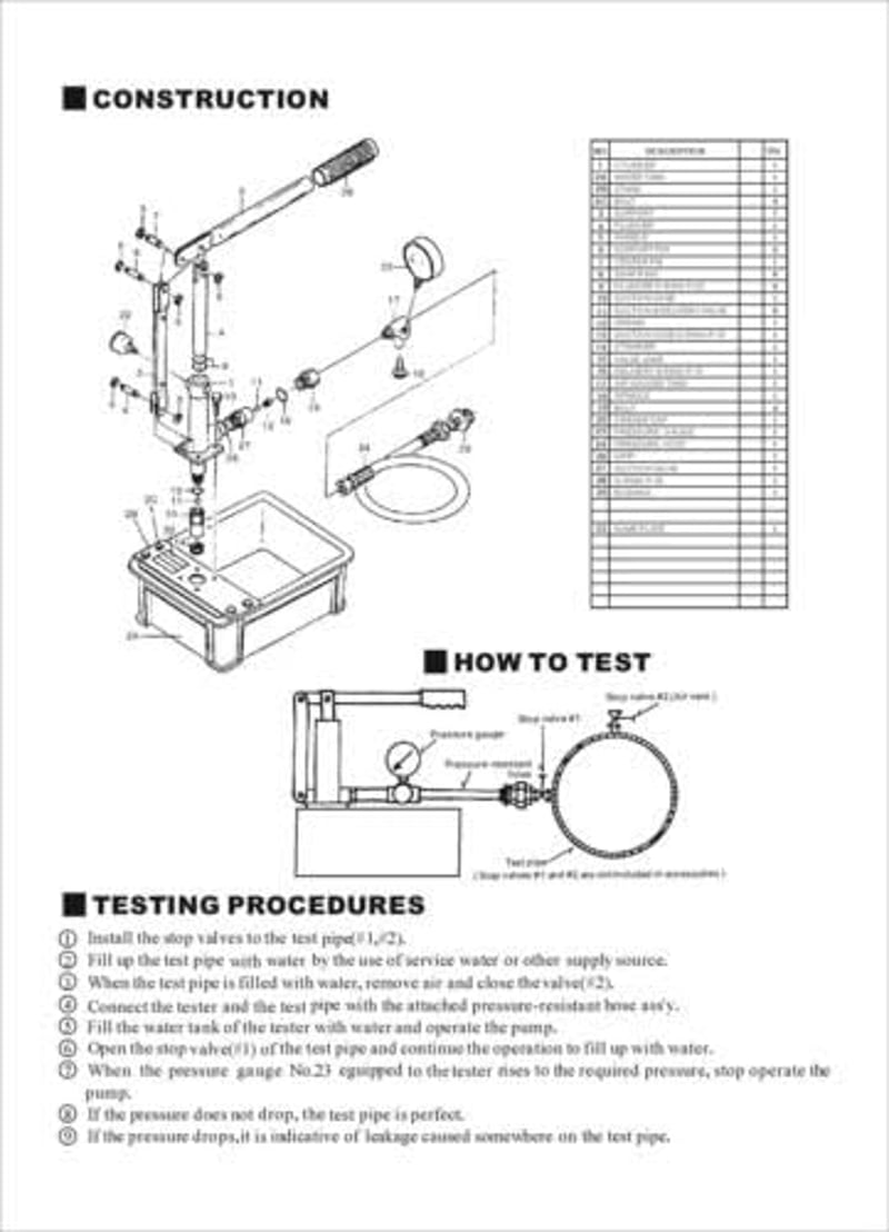 Pompă de testare a presiunii pentru instalații sanitare KATSU Tools 318927 - Instrument de testare a scurgerilor pentru sisteme de încălzire, pentru instalatori