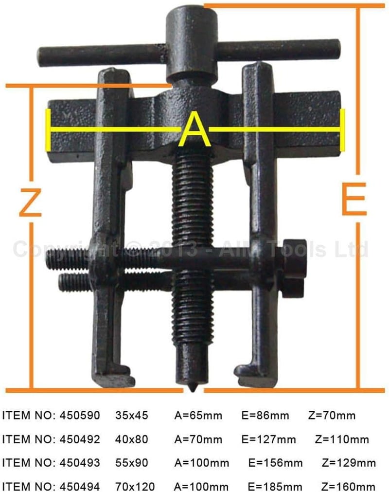 KATSU Tools 8 Colos Kétpofás Csapágylehúzó (70x120mm) - Vékony Karmú Szénacél Szerszám Autó, Motor és Kerékpár Javításhoz