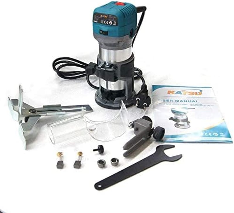 KATSU Tools Elektromos Marógép 710W - Fa Élmaró, Asztali Felsőmaró, Ácsmunkához, Barkácsoláshoz, 0.95 LE Teljesítménnyel