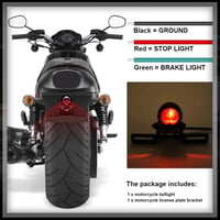 KATUR Piros Motorkerékpár Hátsó Lámpa 12V Féklámpa Rendszámtábla Tartóval Harley 6