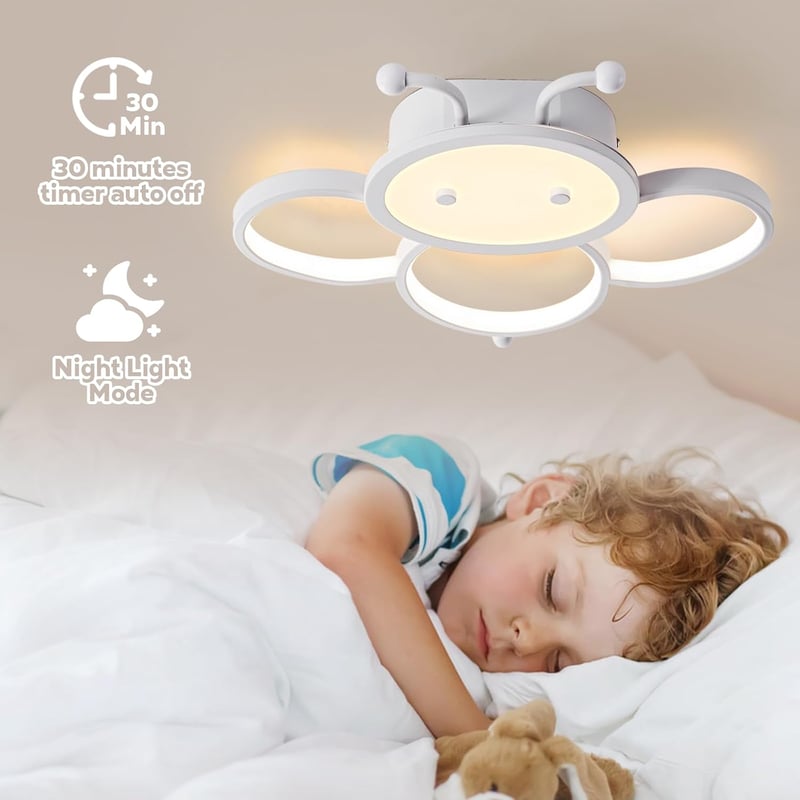 KAUCQI 40 cm méh mintás LED mennyezeti lámpa gyerekszobába távirányítós fényerőszabályzós éjszakai fény 3000-6000K