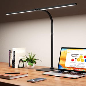 Lampă de birou LED reglabilă Kaulsoue, 24 W, 80 cm, lumină naturală prietenoasă cu ochii, 5 temperaturi de culoare și 5 niveluri de luminozitate, pentru acasă și lectură