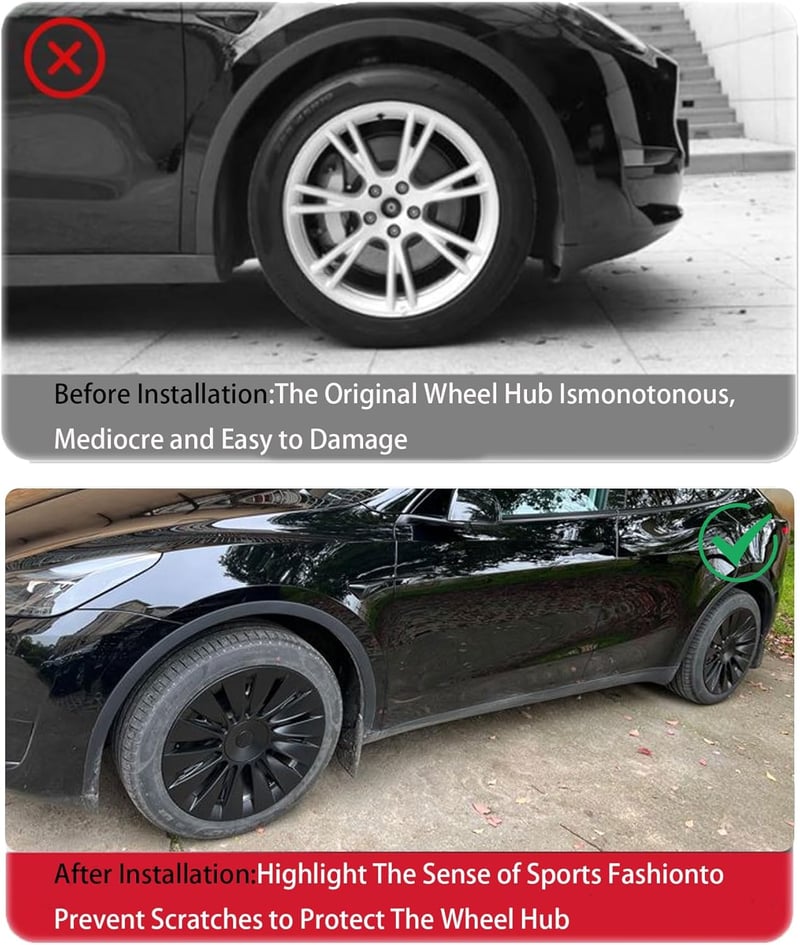 KAVANIC 4 db Tesla Model Y 19" Felniborítás Matt Fekete 2020-2024 Kerékborítás