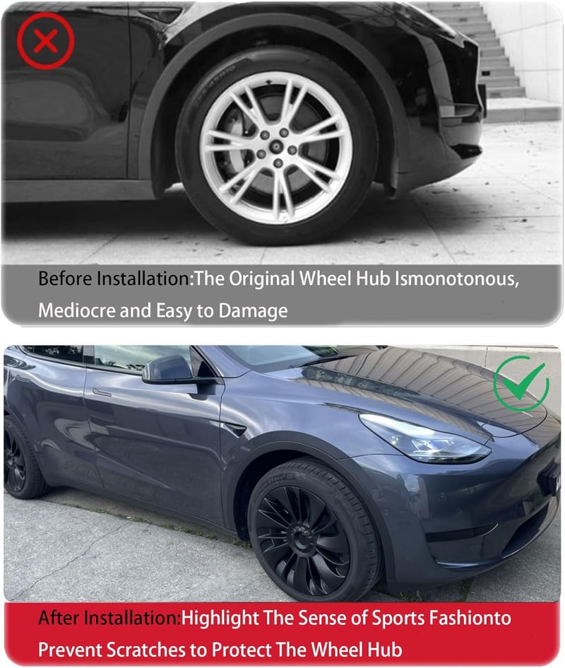 KAVANIC Tesla Model Y 2020-2023 kerékborítás 19 hüvelyk matt fekete 4 darab szett