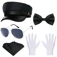 Kavoc Kostým šoféra limuzíny, 5-dielny – Čiapka, rukavice, vreckovka, okuliare pre mužov a ženy, na párty a cosplay (3. štýl) 1