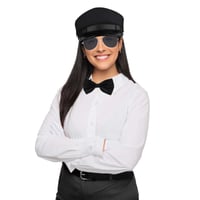 Kavoc Kostým šoféra limuzíny, 5-dielny – Čiapka, rukavice, vreckovka, okuliare pre mužov a ženy, na párty a cosplay (3. štýl) 6