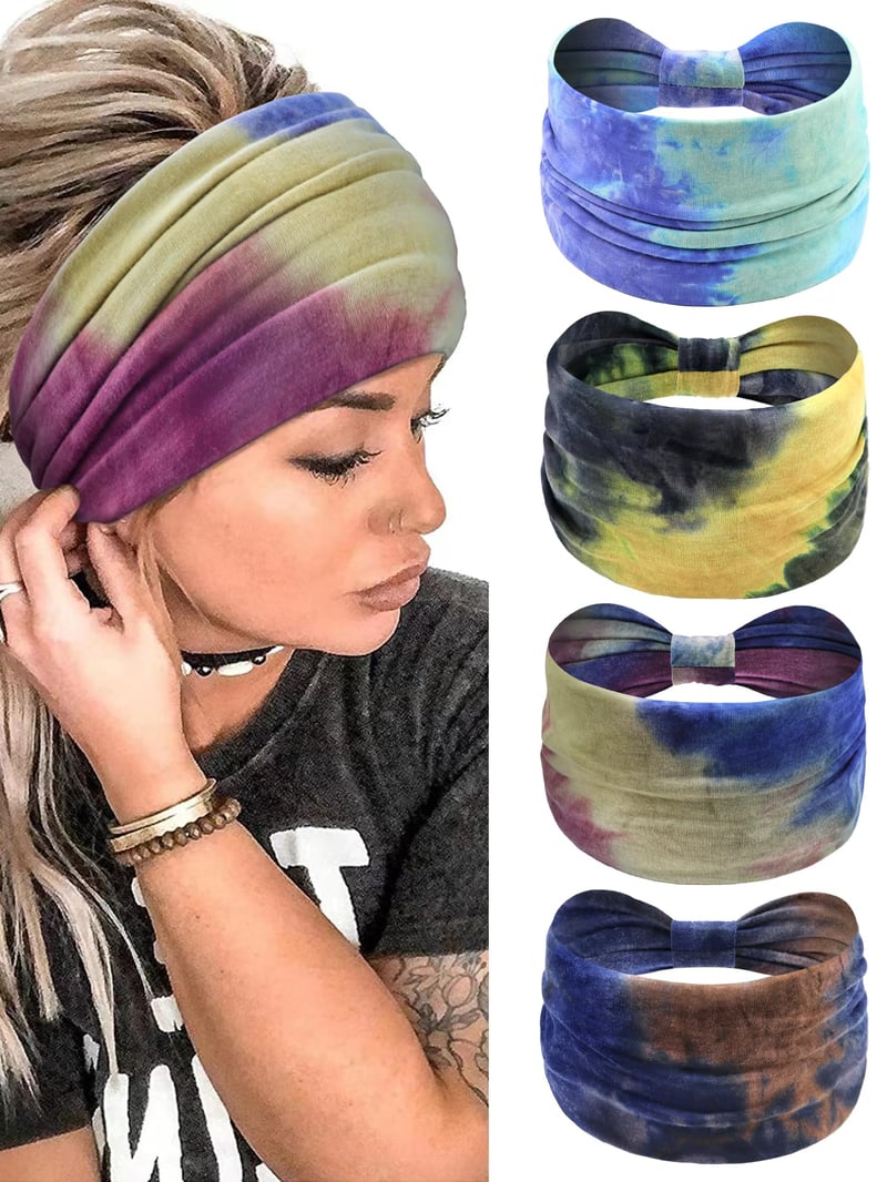 Kavya široká elastická čelenka pre ženy – vzorovaná, pohodlná boho čelenka, 18 cm, módny vlasový doplnok na šport a jogu