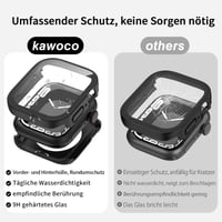 Kawoco 2 v 1 vodotesný kryt na Apple Watch Series 9/8/7 45 mm so zabudovaným tvrdeným sklom, HD ochranný kryt na dotykový displej pre iWatch 45 mm, modrý 3