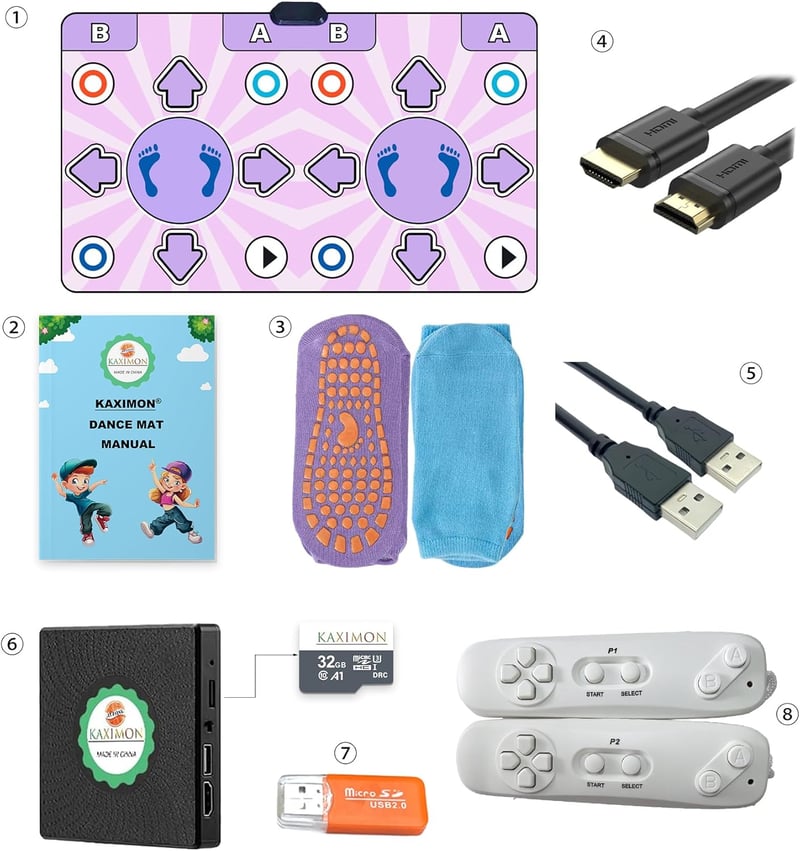 KAXIMON Dupla táncszőnyeg TV-hoz HDMI vezeték nélküli vezérlővel, csúszásmentes, gyerek és felnőtt 3-12 év, plug and play