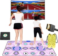 KAXIMON Táncos Szőnyeg TV-hez HDMI Csatlakozóval Dupla Vezeték Nélküli Táncpad Gyerekeknek 6-13 Éveseknek Rózsaszín PVC 1