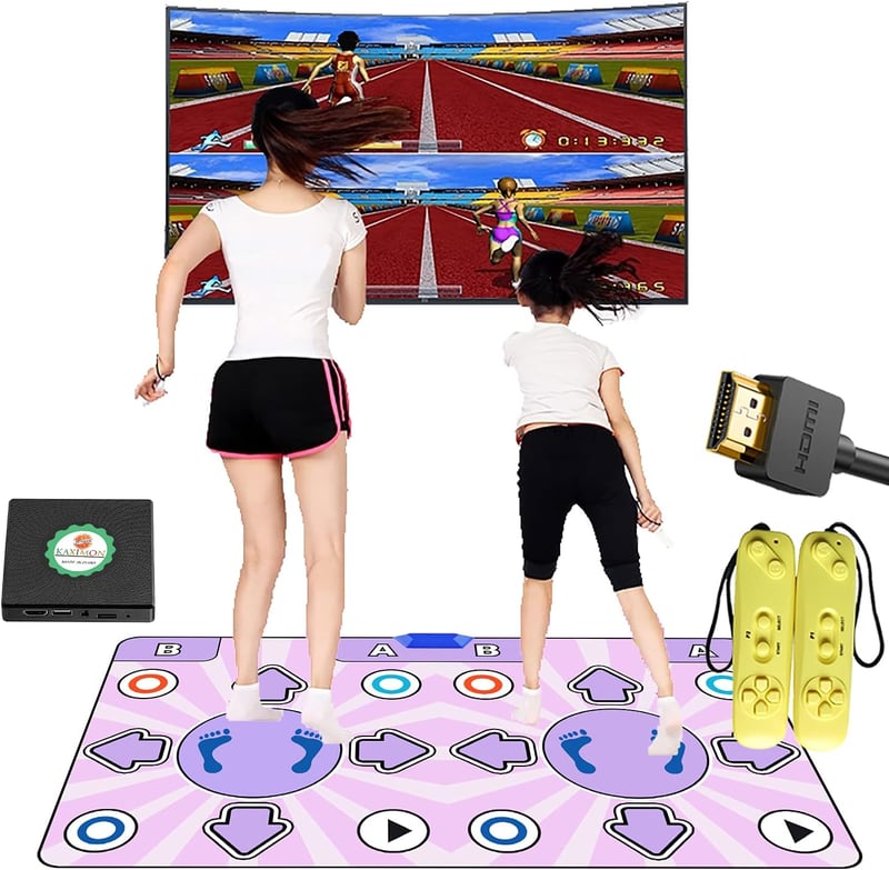 KAXIMON Táncos Szőnyeg TV-hez HDMI Csatlakozóval Dupla Vezeték Nélküli Táncpad Gyerekeknek 6-13 Éveseknek Rózsaszín PVC
