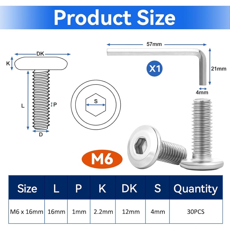kayqbonke M4 x 12 mm 304 rozsdamentes acél imbusz