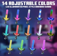Kayuneed diamantový meč a krompáč 2 v 1, svetelný meč pre deti so 14 farbami LED svetla a zvukovými efektmi, fialový, nabíjateľný cosplay darček 3