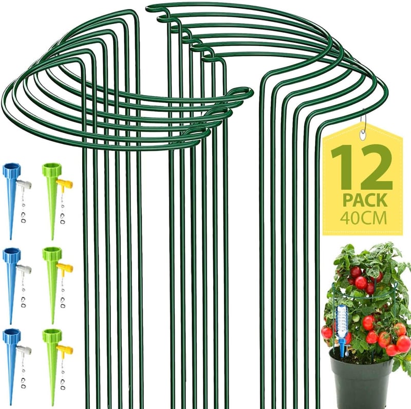 KAZITOO 12 db fémes félkör növénytartó 40x25 cm + 6 db öntöző szett