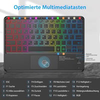 KBCASE Bluetooth Billentyűzet Touchpad-dal 7 Szín Világítás QWERTZ 5