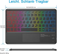 KBCASE Bluetooth Billentyűzet Touchpad-dal 7 Szín Világítás QWERTZ 8