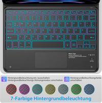 KBCASE Bluetooth Billentyűzet Touchpad-dal 7 Szín Világítás QWERTZ 4