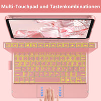 Tastatură rotativă KBCASE pentru iPad 10-11 inch, cu iluminare de fundal în 7 culori, QWERTZ 5
