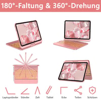 Tastatură rotativă KBCASE pentru iPad 10-11 inch, cu iluminare de fundal în 7 culori, QWERTZ 3