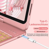 Tastatură rotativă KBCASE pentru iPad 10-11 inch, cu iluminare de fundal în 7 culori, QWERTZ 6